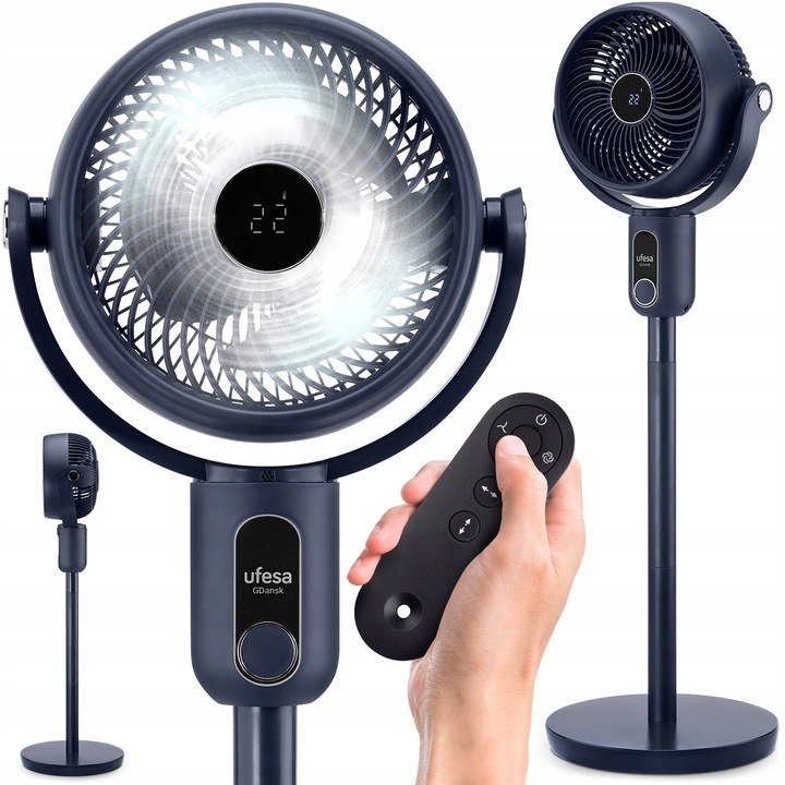 WENTYLATOR STOJĄCY UFESA CYRKULATOR OSCYLACJA 3D 3 TRYBY 50W TIMER PILOT
