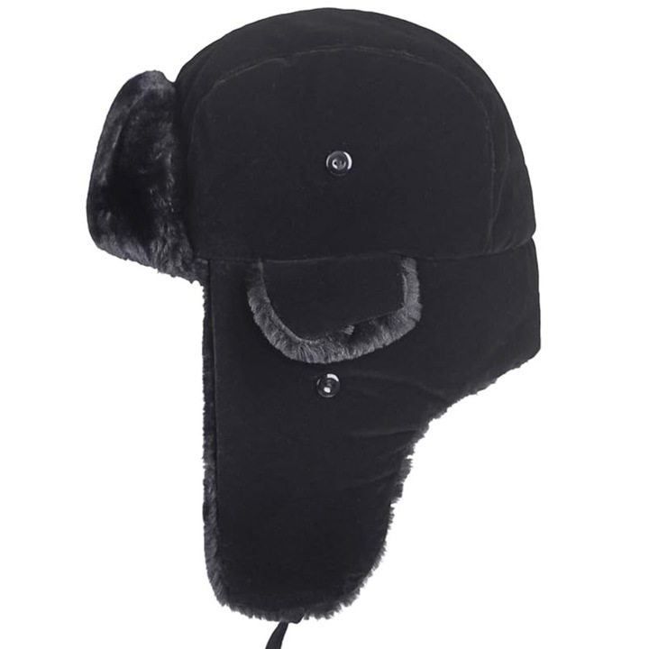 CZAPKA ZIMOWA MĘSKA CIEPŁA Z FUTERKIEM NA ZIMĘ NAUSZNIKI USZATKA OCIEPLANA