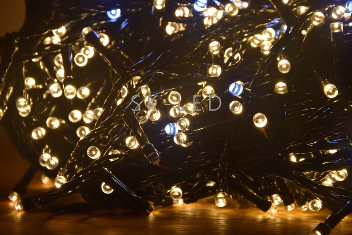 LAMPKI CHOINKOWE 300 LED BIAŁE CIEPŁE FLASH ZEWNĘTRZNE WEWNĘTRZNE