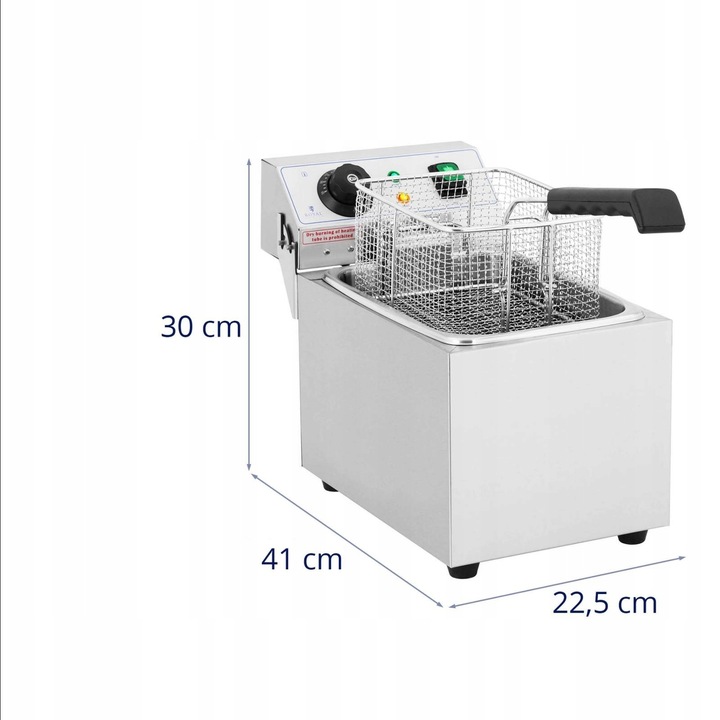FRYTOWNICA ELEKTRYCZNA 8 L POJEDYNCZA 3200W GASTRONOMICZNA JEDNOKOMOROWA