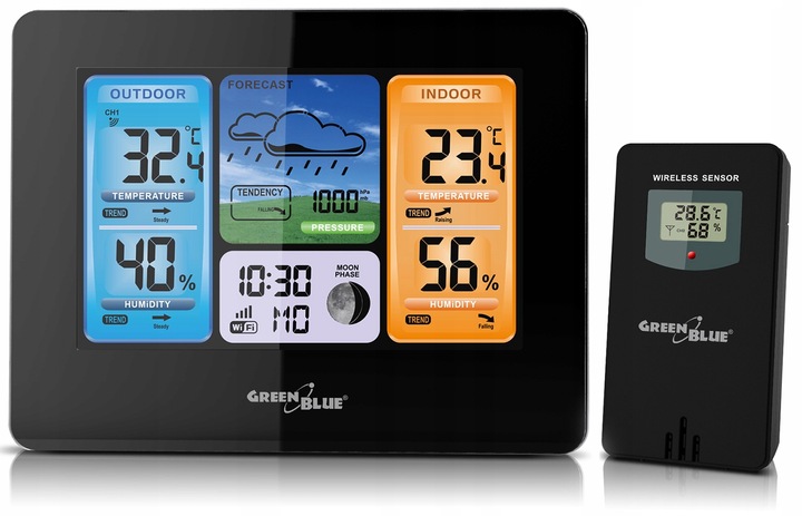 STACJA POGODY POGODOWA BEZPRZEWODOWA Z Wi-Fi ZEGAR APLIKACJA SMARTFON