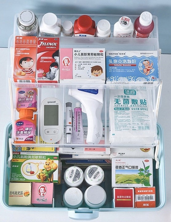 ORGANIZER POJEMNIK NA LEKI KASETKA APTECZKA DWUPOZIOMOWA Z BLOKADĄ DUŻA XXL