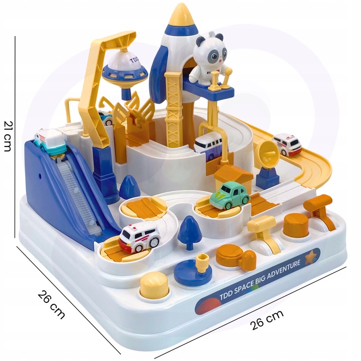INTERAKTYWNY TOR PRZESZKÓD SAMOCHODOWY AUTKA PRZYGODA PANDY GRA WOOPIE
