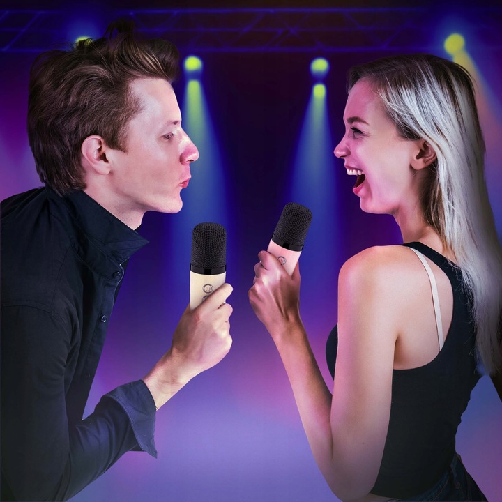 ZESTAW KARAOKE MIKROFON KARAOKE GŁOŚNIK BLUETOOTH RGB DWA MIKROFONY USB 2