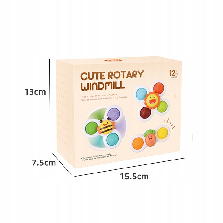 3 X FIDGET SPINER ZABAWKA DO KĄPIELI SENSORYCZNA GRZECHOTKA Z PRZYSSAWKĄ