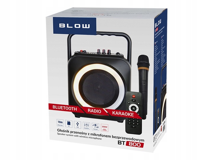 GŁOŚNIK BLUETOOTH BLOW BT800 100W MIKROFON PILOT