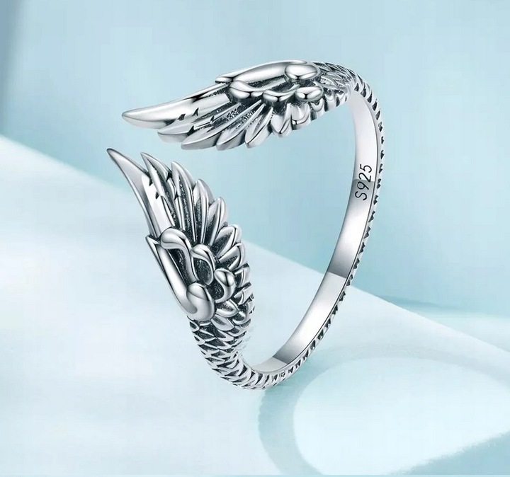 Pierścionek srebrny SKRZYDŁA regulowany +pudełko