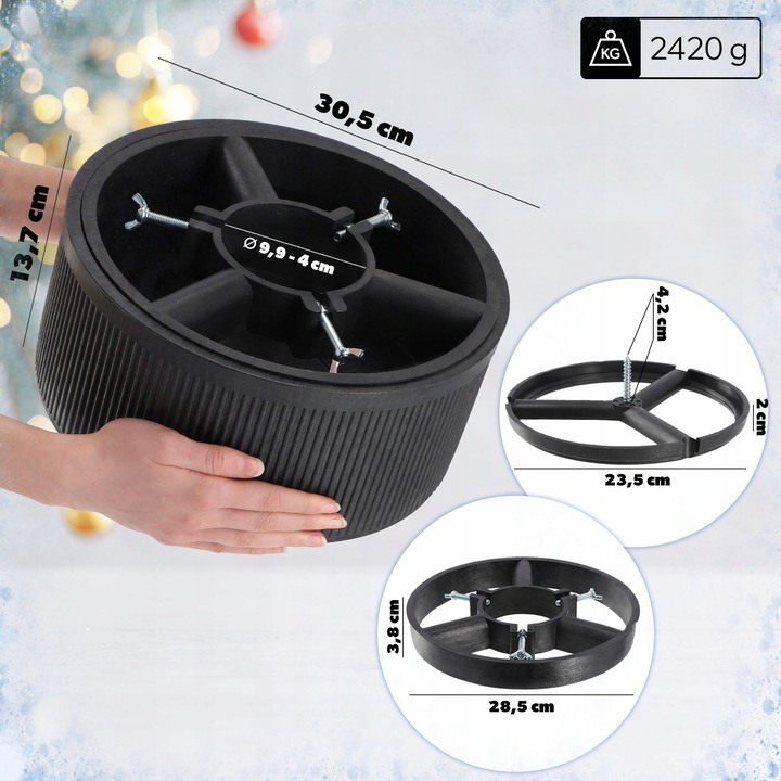 STOJAK POD CHOINKĘ CHOINKI POJEMNIK CHOINKOWY 5 L NA DRZEWKO 1,5 m CZARNY