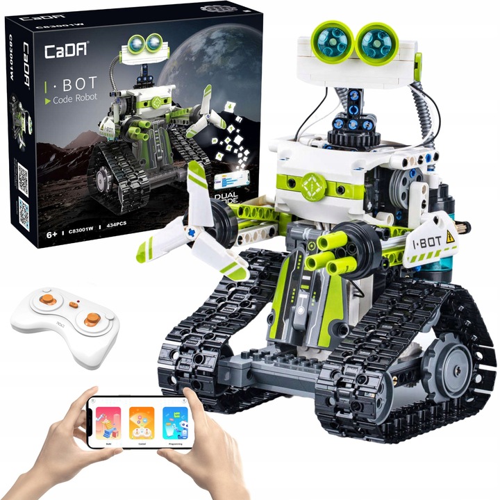 CADA KLOCKI TECHNIC ROBOT PROGRAMOWANY BOT 434EL. STEROWANY Z LED