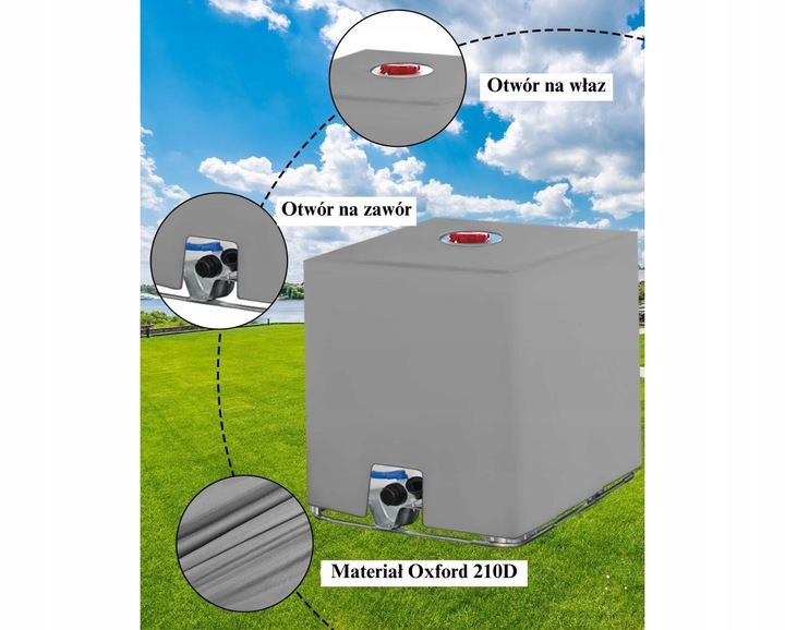 Pokrowiec na zbiornik na wodę Mauzer 1000l IBC na deszczówkę Srebrny