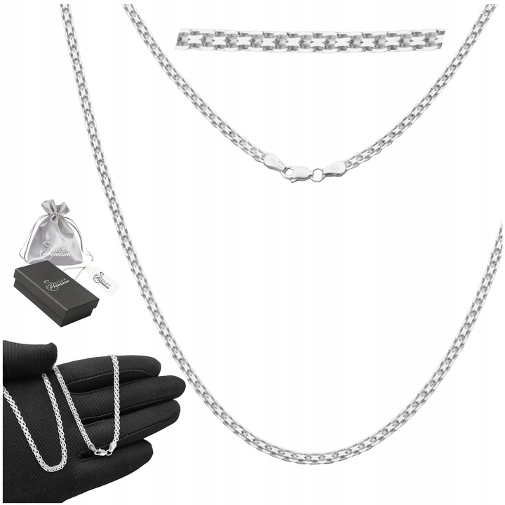 Solidny Łańcuszek Na Szyję Bismarck Srebro 925 Splot Bismark | 50 cm x 3 mm