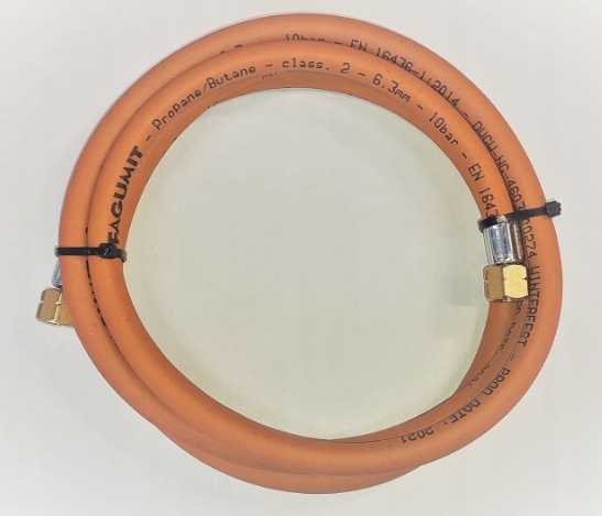 Wąż do gazu propan-butan Fagumit 10m 10bar Ø6,3mm ze złączkami 3/8" - 3/8"