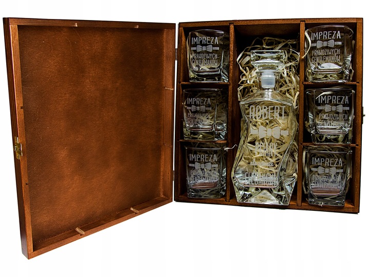 ZESTAW KARAFKA PUDEŁKO SZKLANKI Z GRAWEREM PREZENT