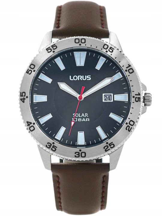 MĘSKI ZEGAREK LORUS RX349AX9 SOLAR ELEGANCKI NA PASKU DATOWNIK 100M