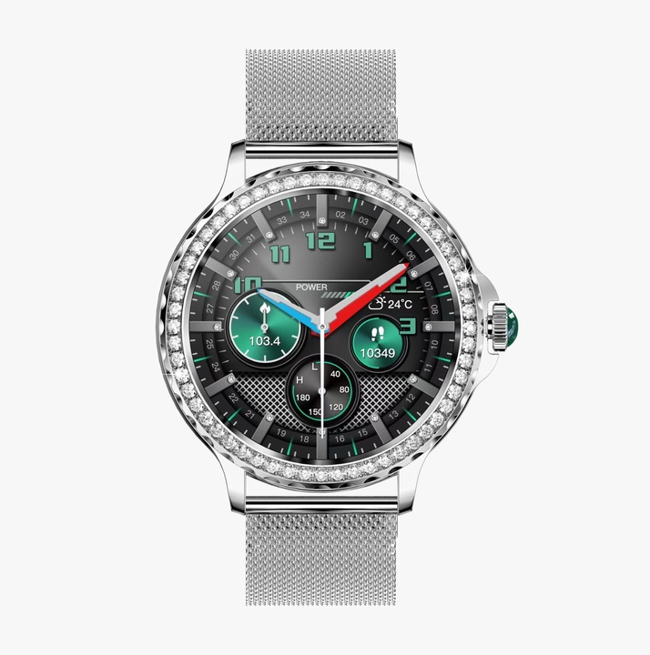 SMARTWATCH DAMSKI ZEGAREK Z FUNKCJĄ ROZMOWY NX1 SILVER MENU PL