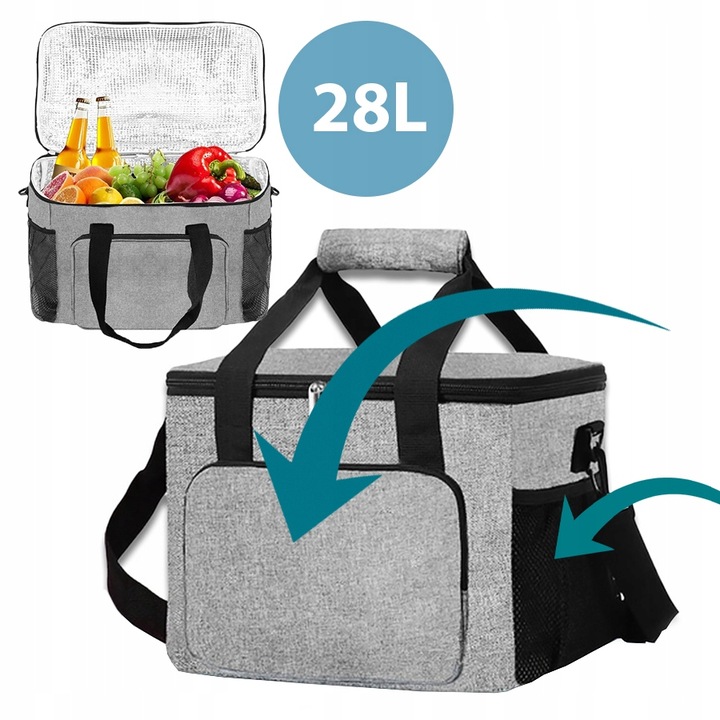 TORBA TERMICZNA śniadaniowa PLAŻOWA PIKNIKOWA lodówka NA JEDZENIE 28 litrów
