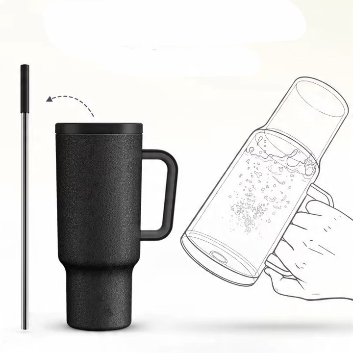 Kubek Termiczny TERMOS Na Kawę Herbatę Do Samochodu Ze Słomką Duży 1,1L 07A