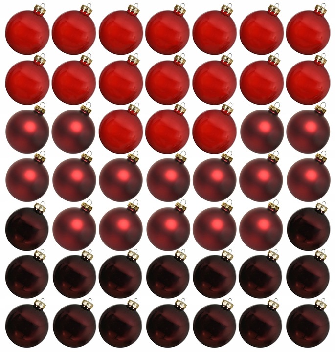 Szklane Czerwone Bordowe Bombki Choinkowe 6 cm 49szt. MIX