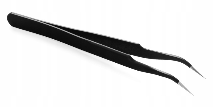 Pęseta Do Rzęs Brwi Czarna Wygięta