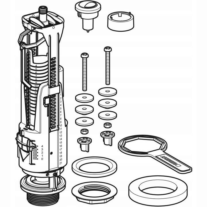GEBERIT ZAWÓR SPUSTOWY DWUDZIELNY IMPULS BASIC