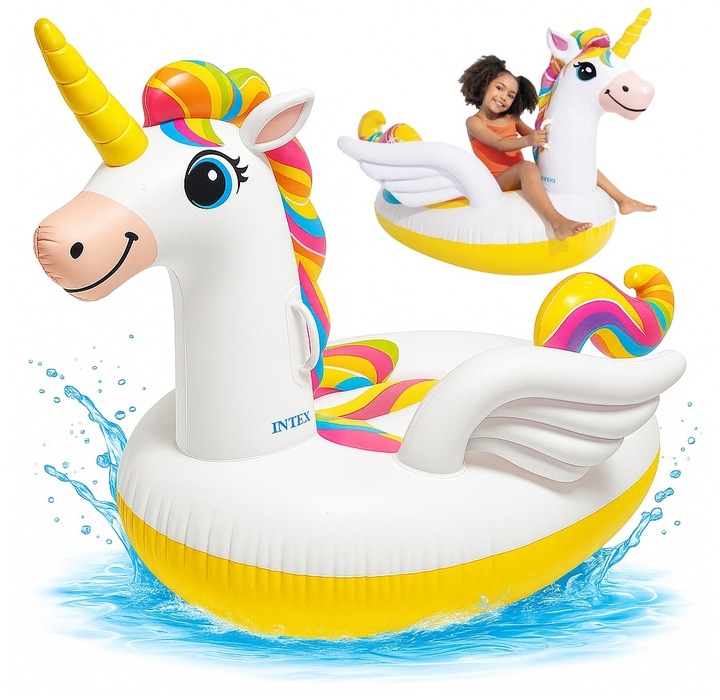 Duży Dmuchany Materac Jednorożec 198x140 cm INTEX do Basenu Jezioro Plaża