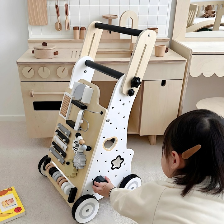 CHODZIK DLA DZIECKA PCHACZ DREWNIANY JEŹDZIK TABLICA MANIPULACYJNA PREZENT