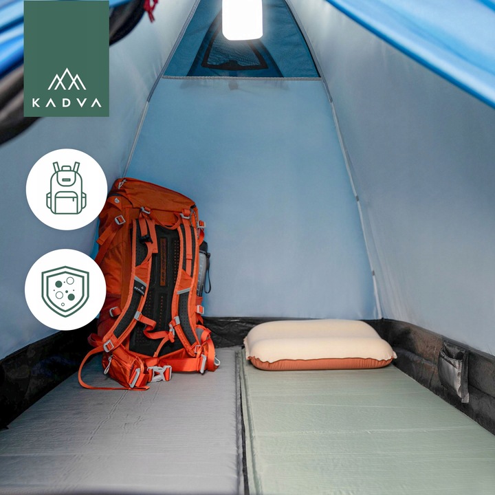 Namiot kempingowy 2-osobowy KADVA Festa 2 niebieski OS KOPUŁOWA KONSTRUKCJA