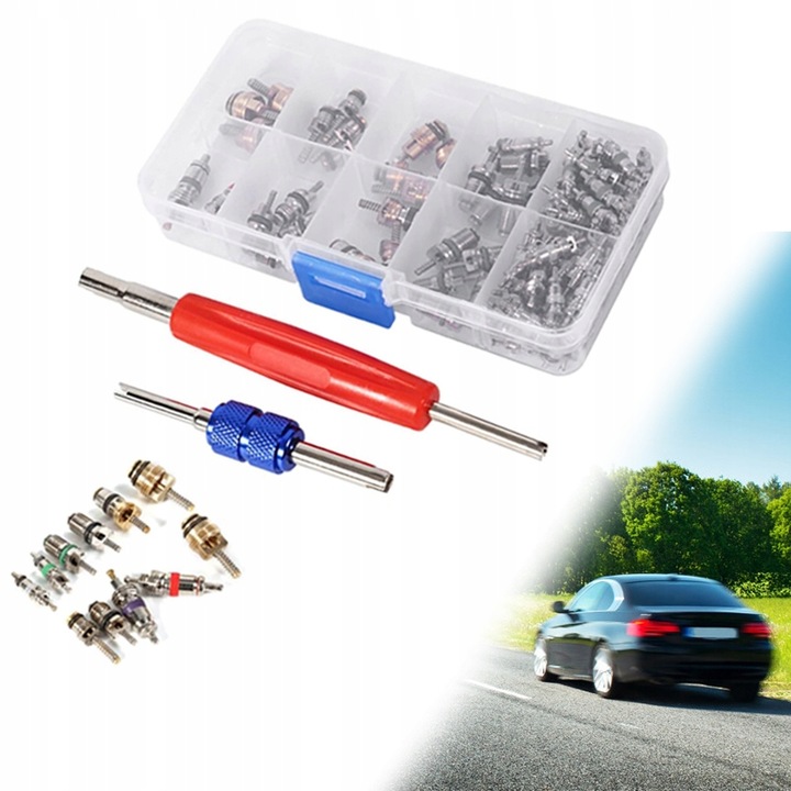 RDZEŃ KLIMATYZACJI R134A 102 ZESTAW 11RODZAJÓW Z KLUCZEM