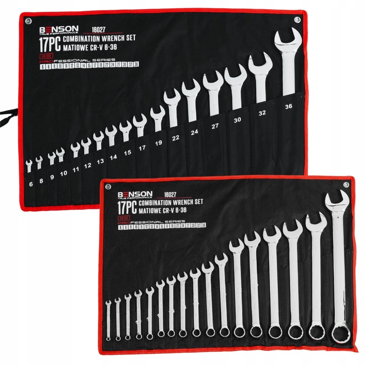 KLUCZE PŁASKIE OCZKOWE 6-36 ZESTAW KOMPLET KLUCZY PŁASKICH 17EL BENSON BY B