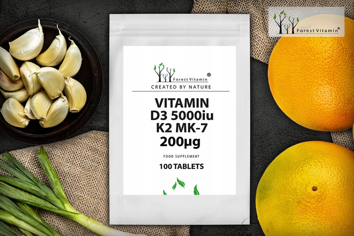 WITAMINA D3 5000 iu+K2 MK-7 200 mcg 100 tab NOWOŚĆ