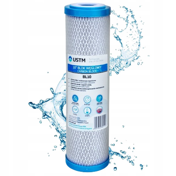 10x FILTR DO WODY WKŁAD 10' BLOK WĘGLOWY BL10 USTM UZDATNIACZ WODY
