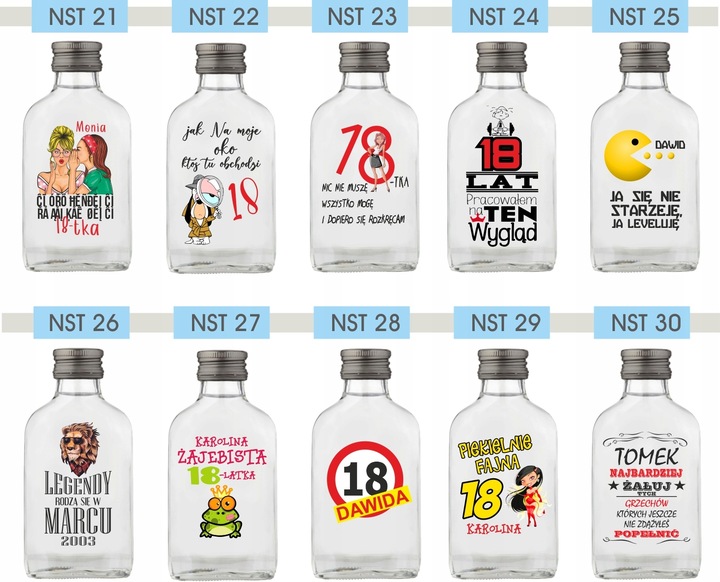 Butelka upominek na wieczór kawalerski BUTELKI Setki z nadrukiem UV napisem
