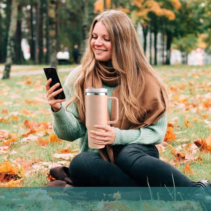 DUŻY KUBEK TERMICZNY ZE SŁOMKĄ TERMOS DO SAMOCHODU NA WODE 1200ML