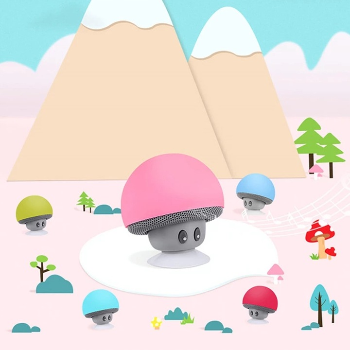 Głośnik Bluetooth Grzybek zielony mały z przyssawką dla dzieci na prezent