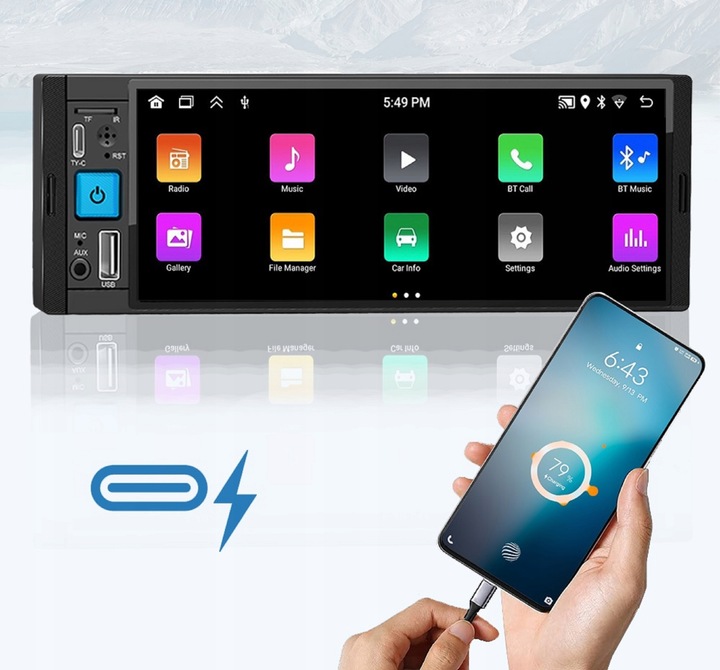 RADIO SAMOCHODOWE NAWIGACJA 1DIN ANDROID BT USB AUX KAMERA COFANIA CARPLAY