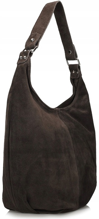 Torebka CZEKOLADOWA zamszowa WOREK Vera Pelle SKÓRA ZAMSZ NATURALNY