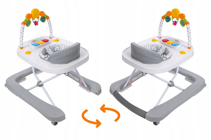 SimplyGo CHODZIK DLA DZIECKA INTERAKTYWNY PCHACZ CHODAK ZE STOLIKIEM SZARY