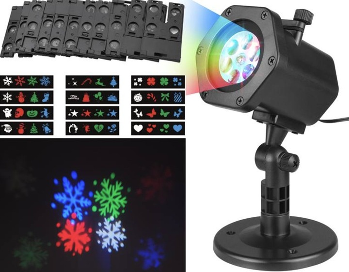 PROJEKTOR ŚWIĄTECZNY LASEROWY EFEKTY RUCHOMY NA DOM PŁATKI ŚNIEGU LED MOC