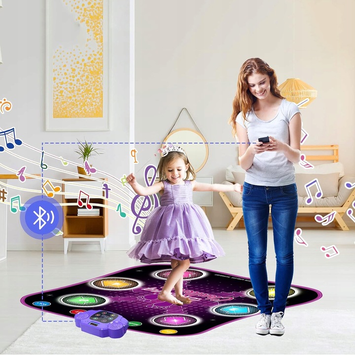 MATA DO TAŃCA DLA DZIECI MUZYKA BLUETOOTH 6 STRZAŁEK ŚWIETLNYCH LED