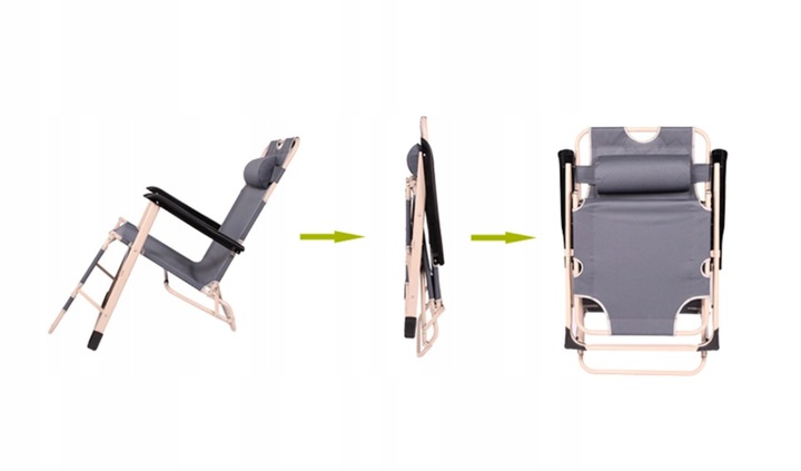 FOTEL OGRODOWY LEŻAK PLAŻOWY TURYSTYCZNY PODUSZKA