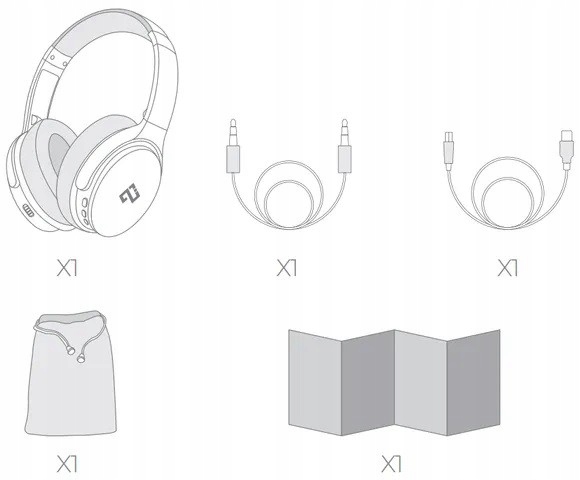 Słuchawki z redukcją szumów Bluetooth 5.0, bezprzewodowe słuchawki nauszne,