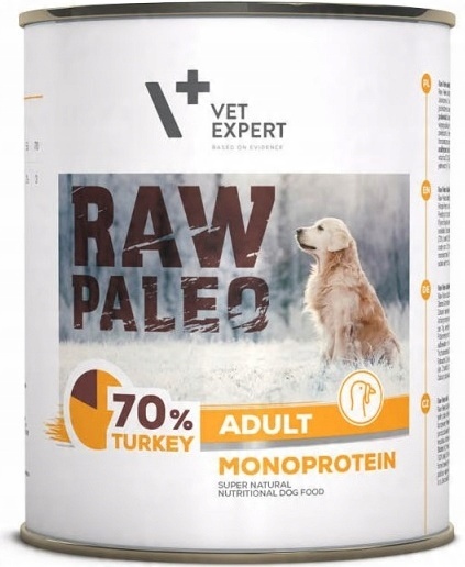 Mokra karma dla psów dorosłych indyk Raw Paleo 12 x puszka 800g