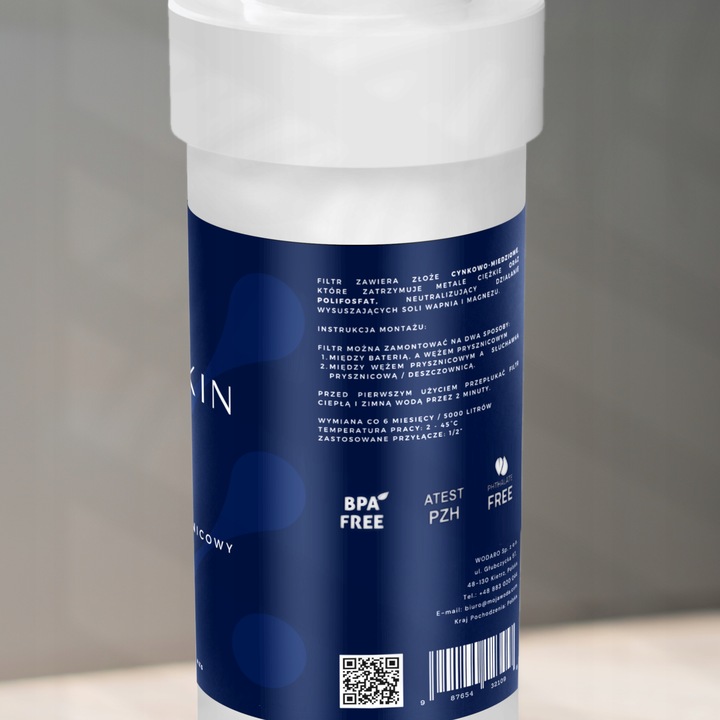 SOFTSKIN Filtr Wody Prysznicowy pod Prysznic WodaRO Filtracja KDF BPA FREE