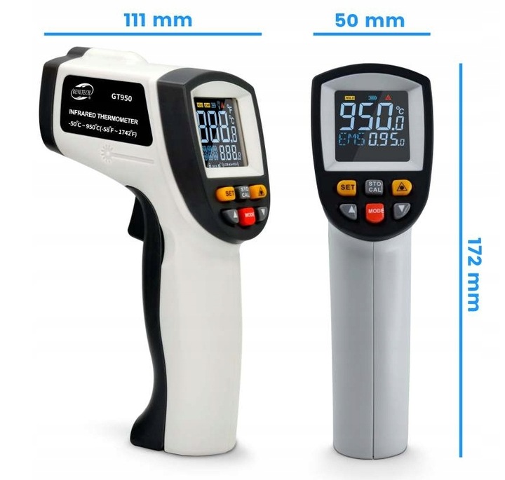 PIROMETR TERMOMETR LASEROWY BEZDOTYKOWY MIERNIK TEMPERATURY -50 +950 st.C