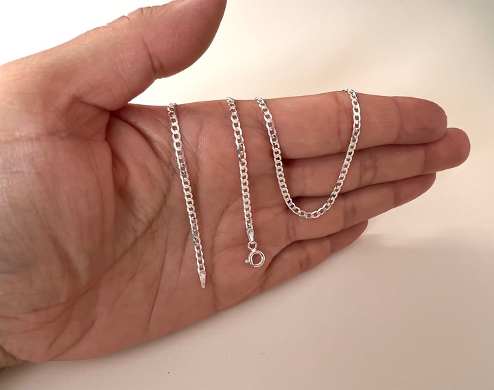 SREBRNY MĘSKI ŁAŃCUSZEK PANCERKA 025/60cm SREBRO pełne 925 DIAMENTOWANE