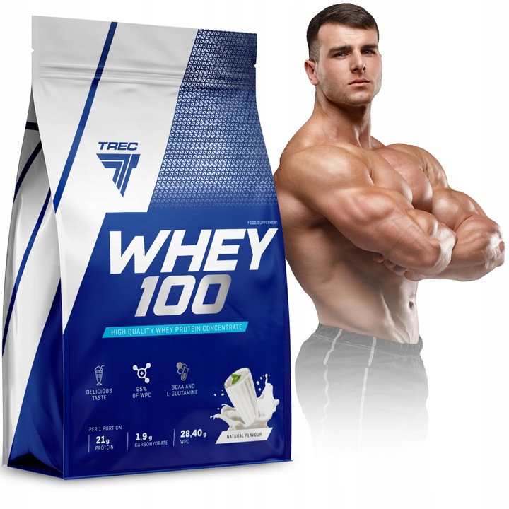 PYSZNE BIAŁKO WPC Trec Whey 100 700g PROTEINY NA MASĘ MIĘŚNIE DO TRENINGU