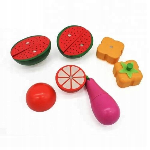 DREWNIANE OWOCE I WARZYWA ZESTAW DESKA SKRZYNKA