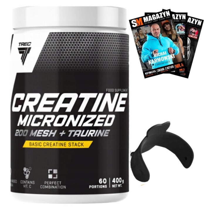 TREC CREATINE MICRONIZED 200 MESH TAURINE 400G CZYSTA KREATYNA + PODSTAWKA