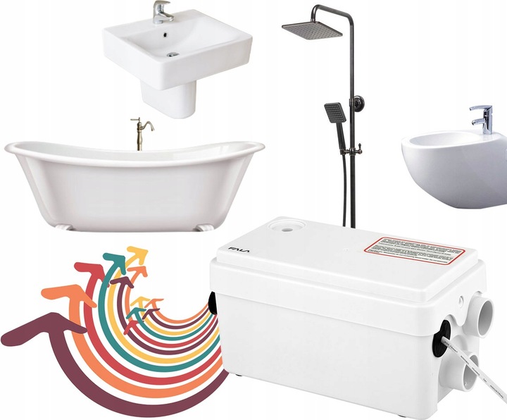 POMPA ŁAZIENKOWA PRZEPOMPOWNIA ŚCIEKÓW DO PRYSZNICA UMYWALKI 250W 80L/MIN