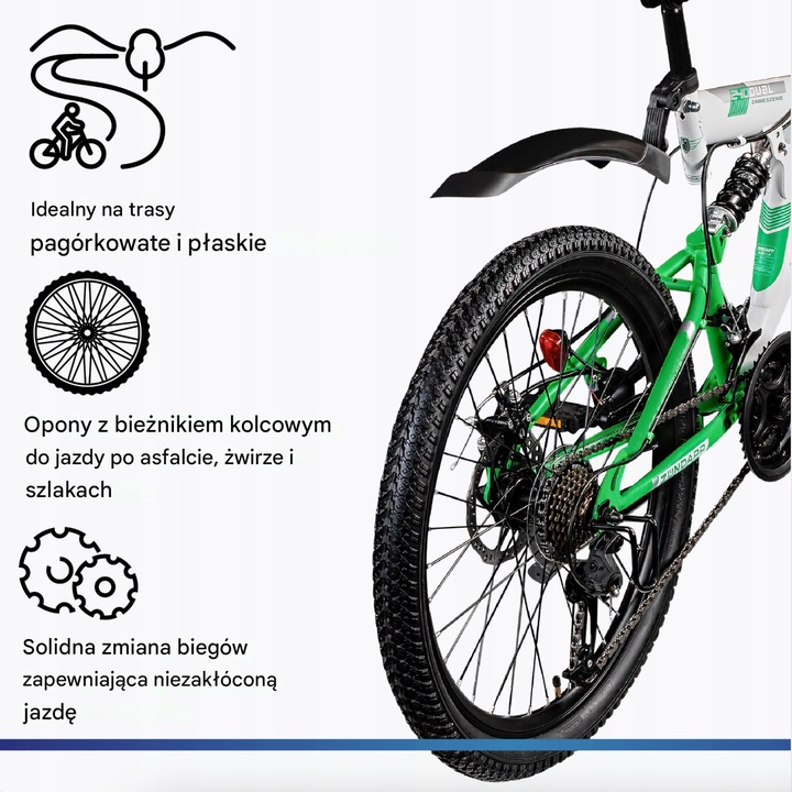 Rower Zundapp Blue 5.0 rama 17 cali, koła 24, biało - zielony